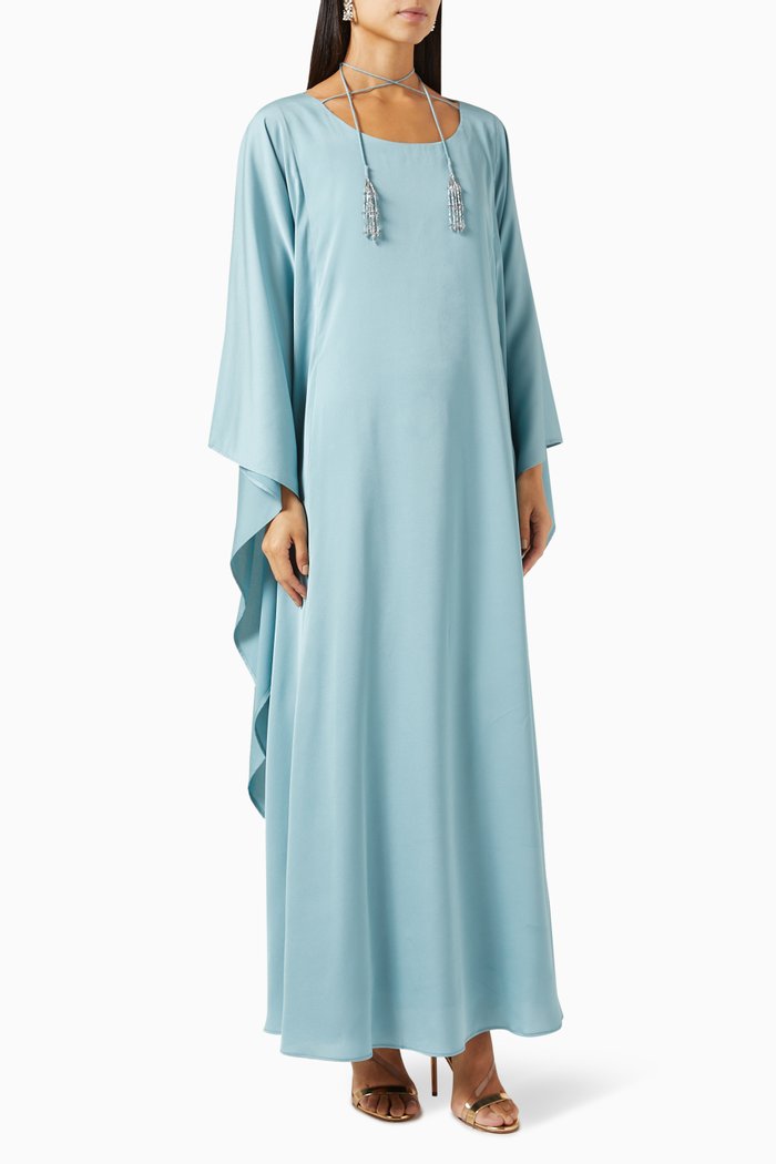 

Tie-up detail Maxi Dress in Silk-crepe, Blue