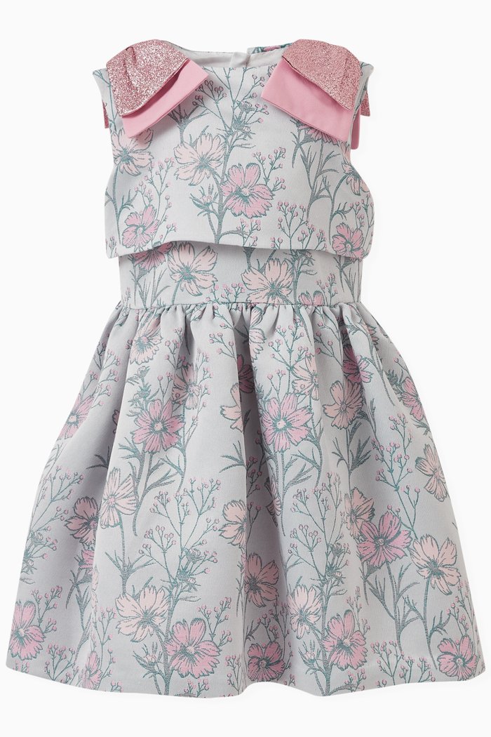 

Tiered Dress in Polyester Blend, Blue