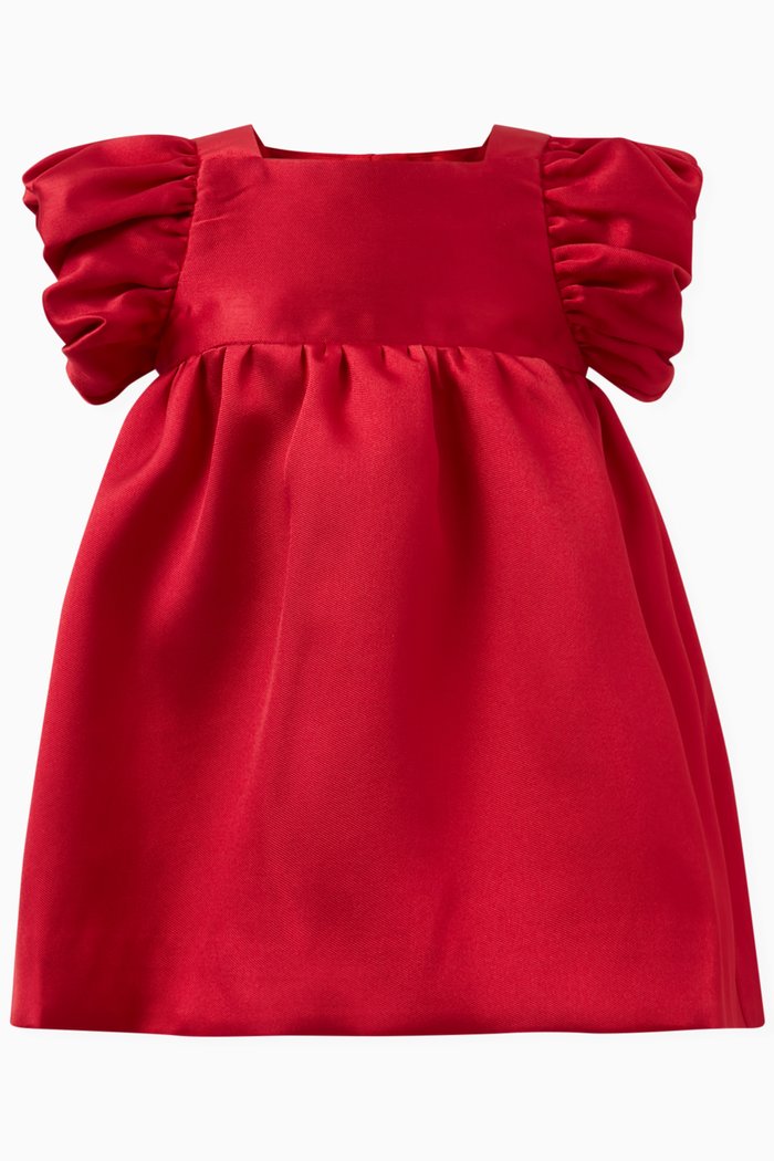 

Twisted Sleeve High Low Dress & Bloomers, Red