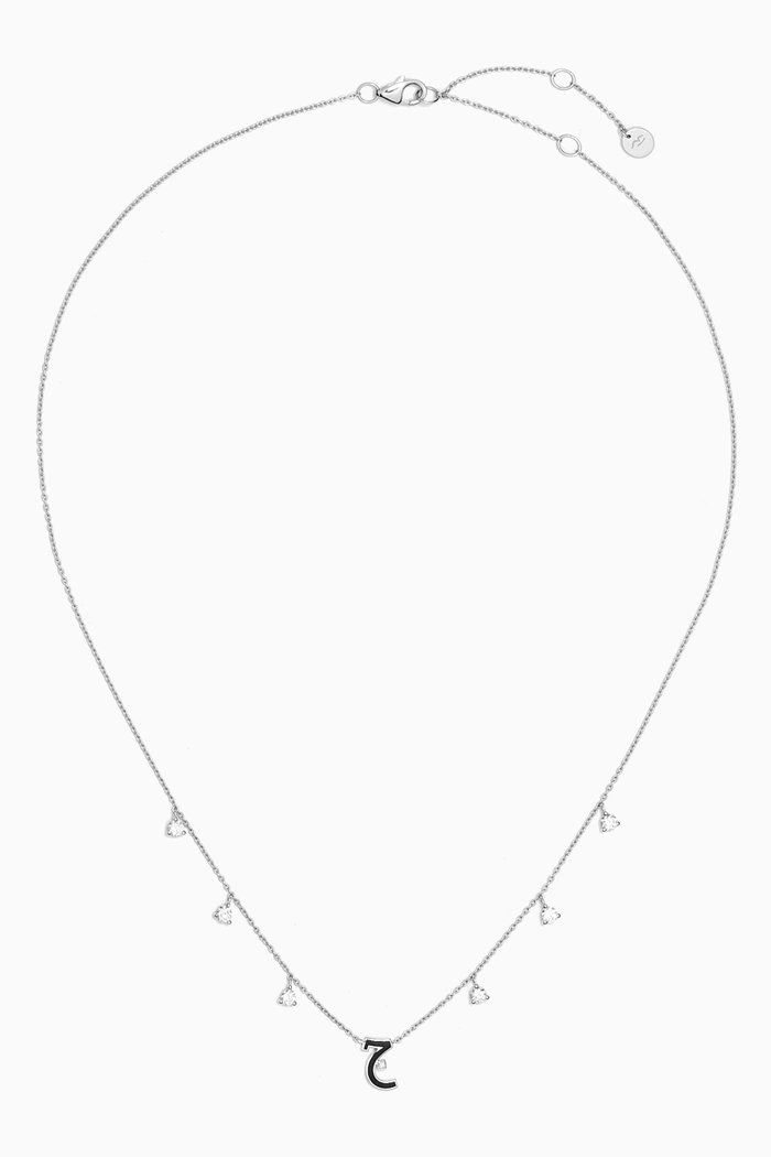 

Diamond Droplets Arabic Initial Necklace in 18kt White Gold
