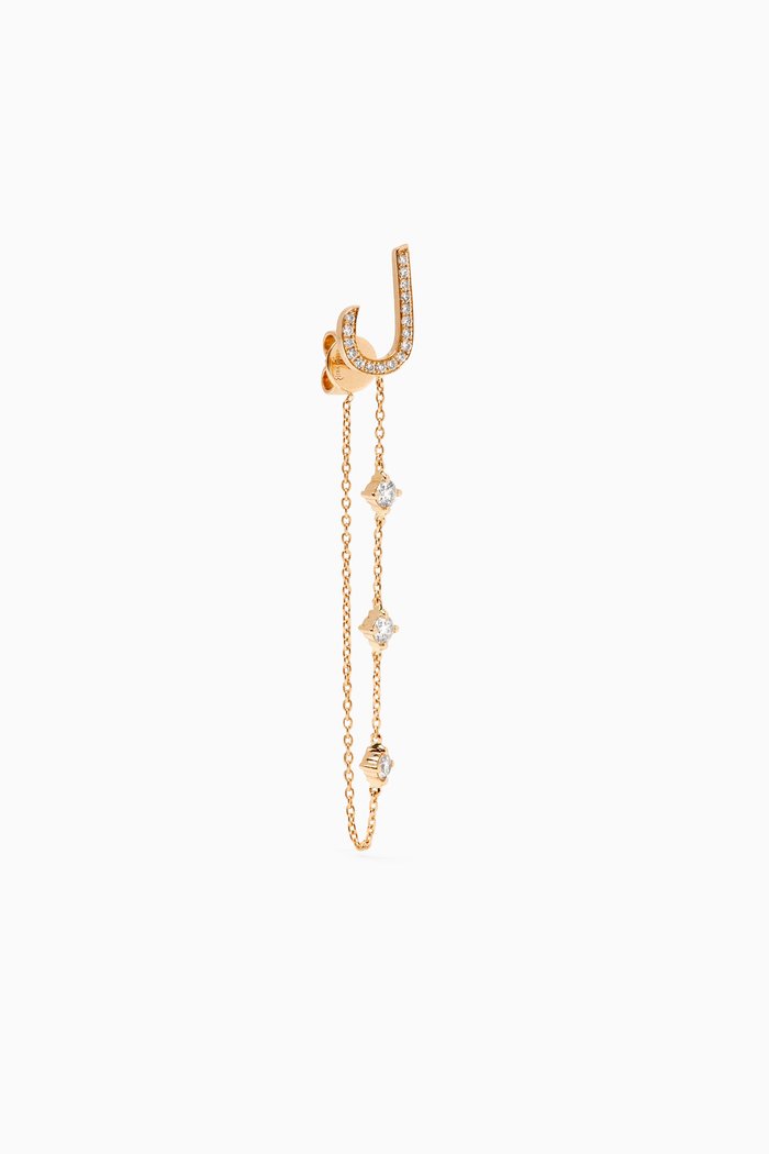 

Diamond Droplet Arabic Initial Earrings in 18kt Yellow Gold