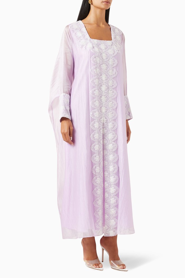 

Sequin-embellished Kaftan in Organza, Purple