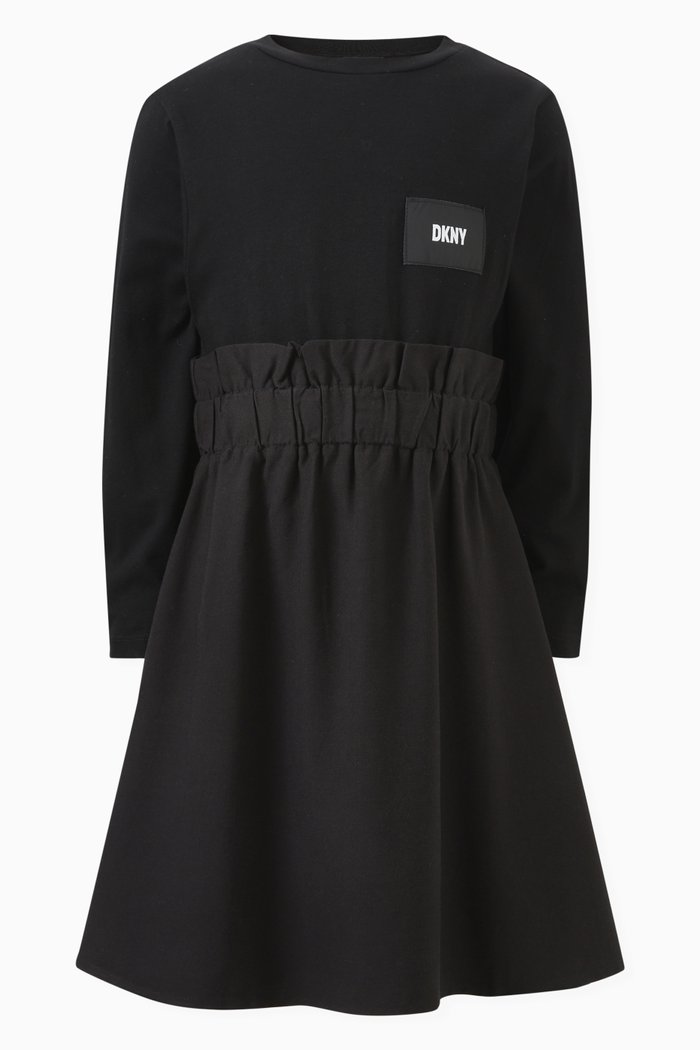 

Logo Patch Dress in Cotton, Black