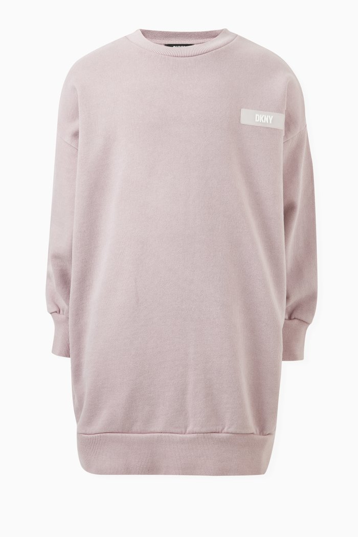 

Logo Detail Sweatshirt Dress in Cotton, Purple