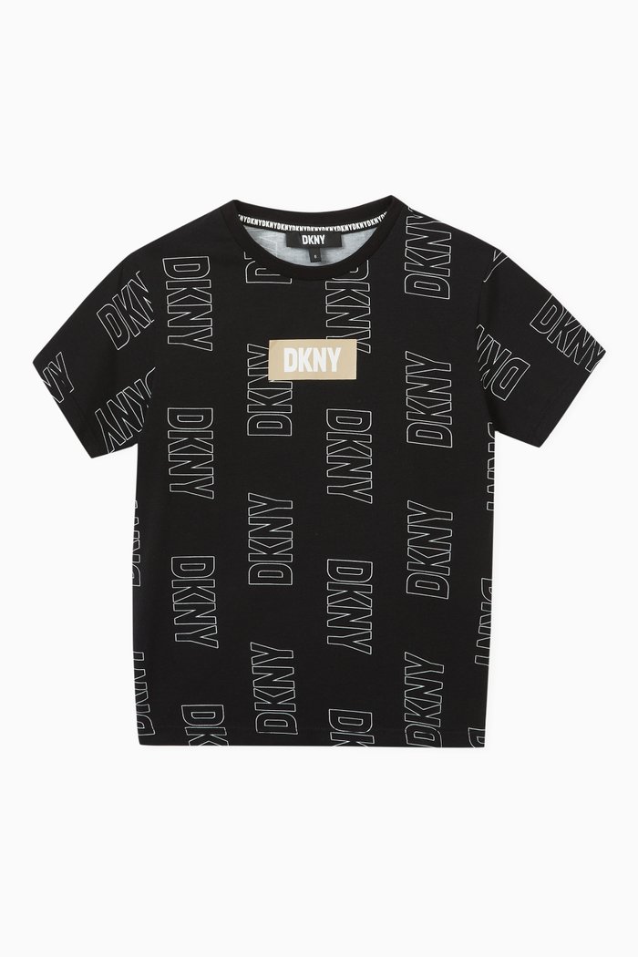 All-over Logo Print T-shirt in Cotton, Black