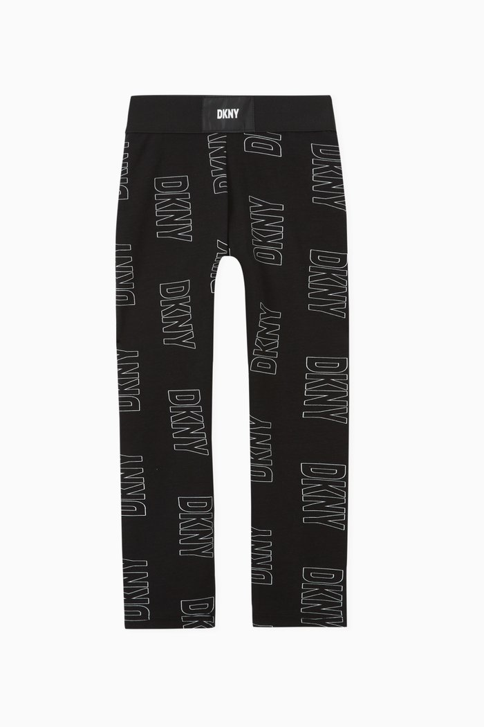 

All-over Logo Print Leggings in Cotton, Black