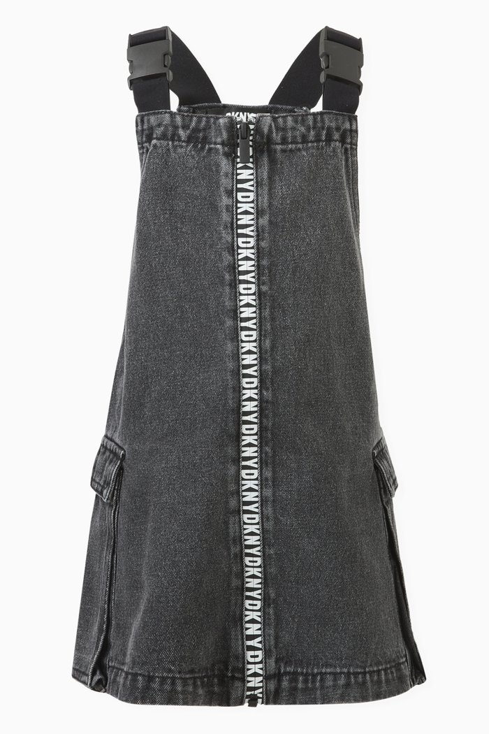 

Logo Tape Dungaree Dress in Cotton, Black