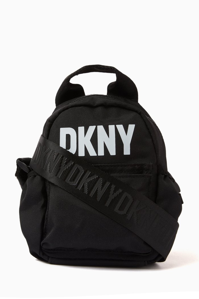 

Logo Print Backpack-Style Crossbody, Black