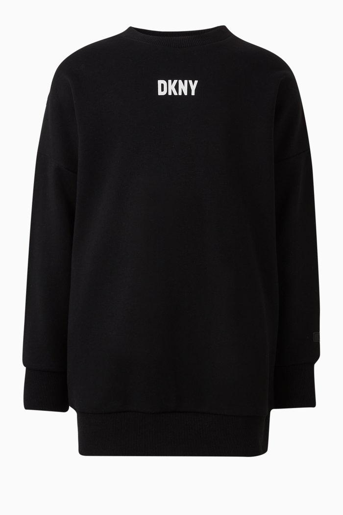 

Logo-print Sweatshirt Dress in Cotton-fleece, Black