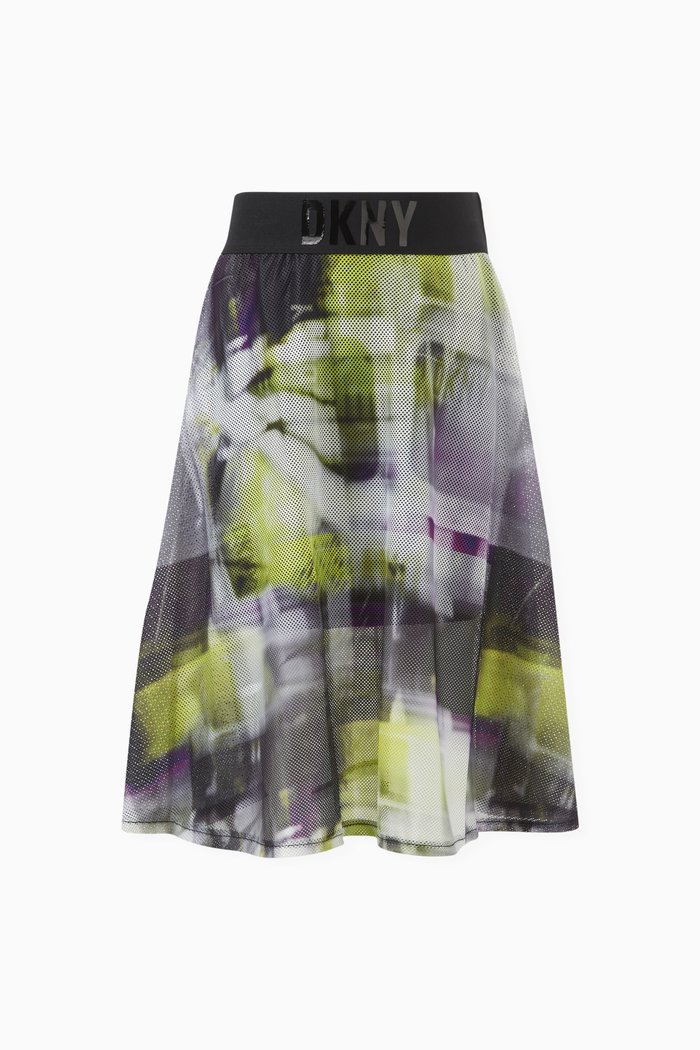 

Logo Waistband Graphic Print Skirt, Purple