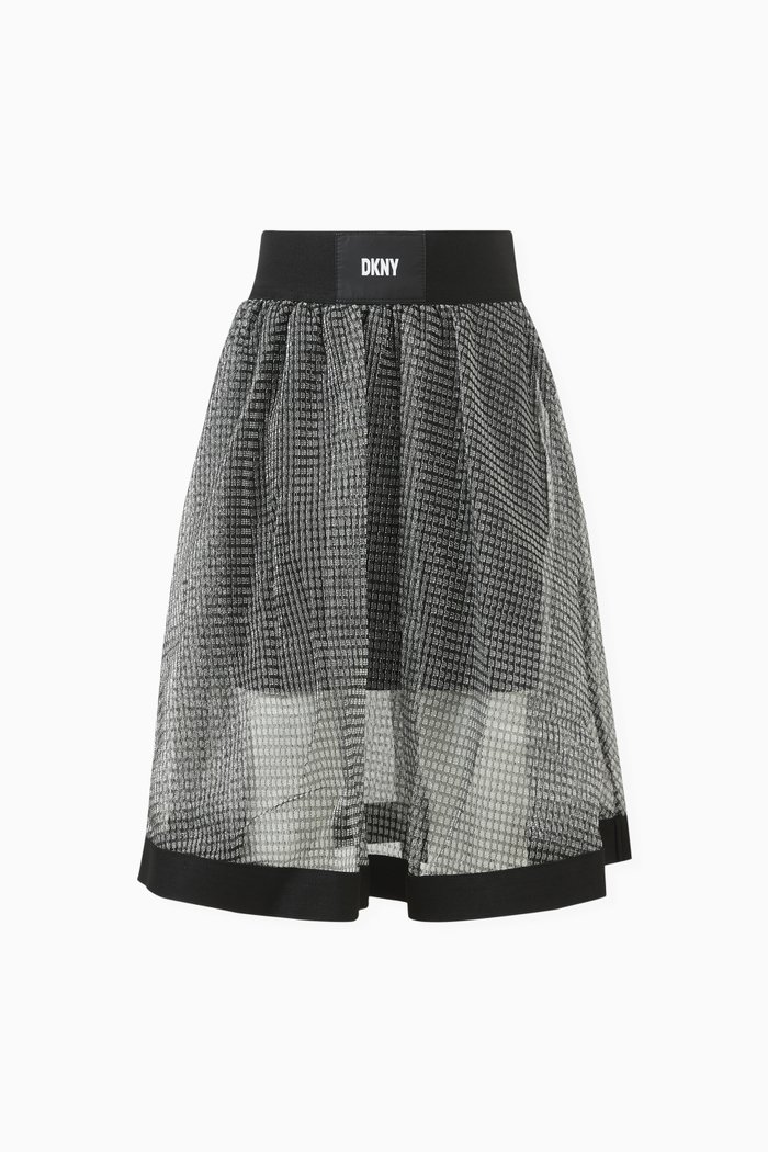

Logo Band Mesh Overlay Skirt, Grey