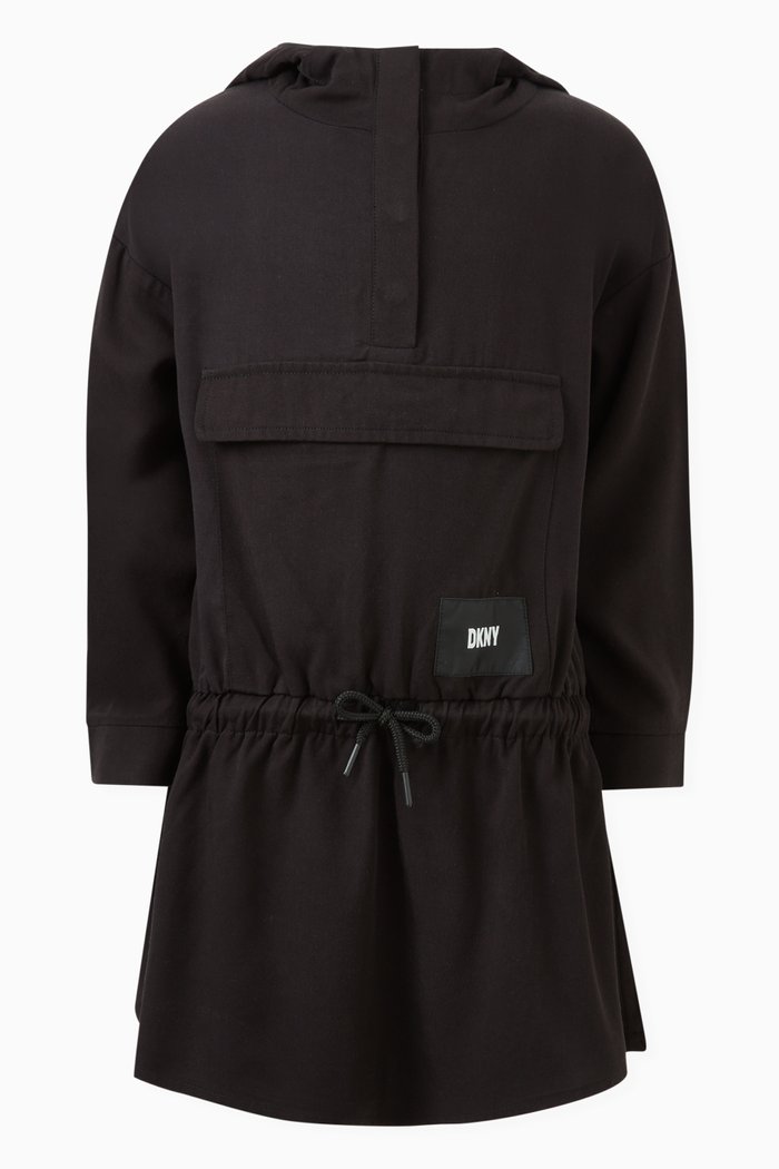 

Logo Patch Hooded Dress, Black