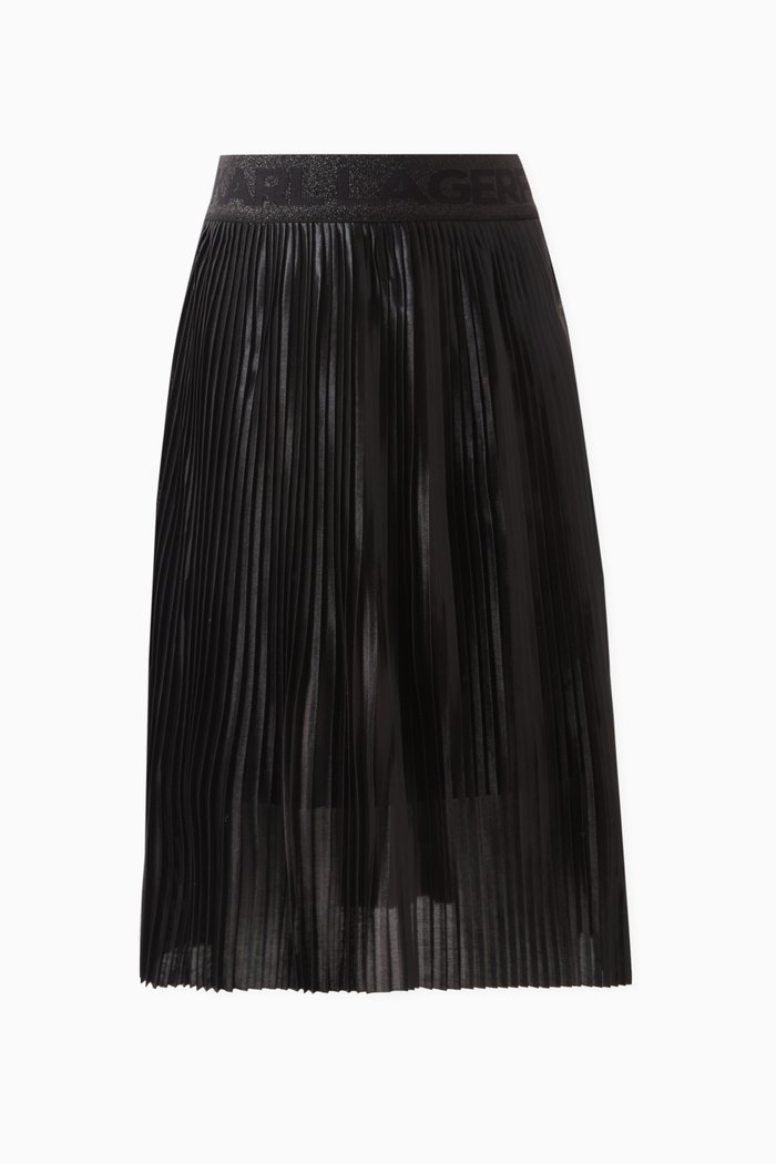 

Logo-detail Pleated Skirt in Polyester, Black
