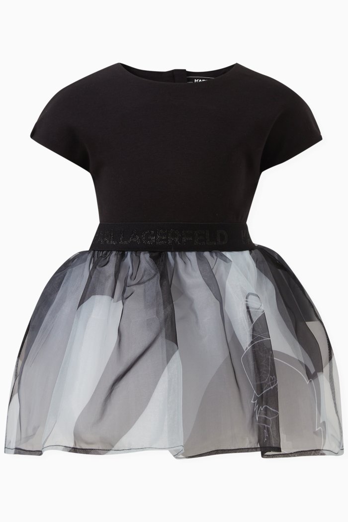 

Logo-detail Tulle Dress in Cotton, Black