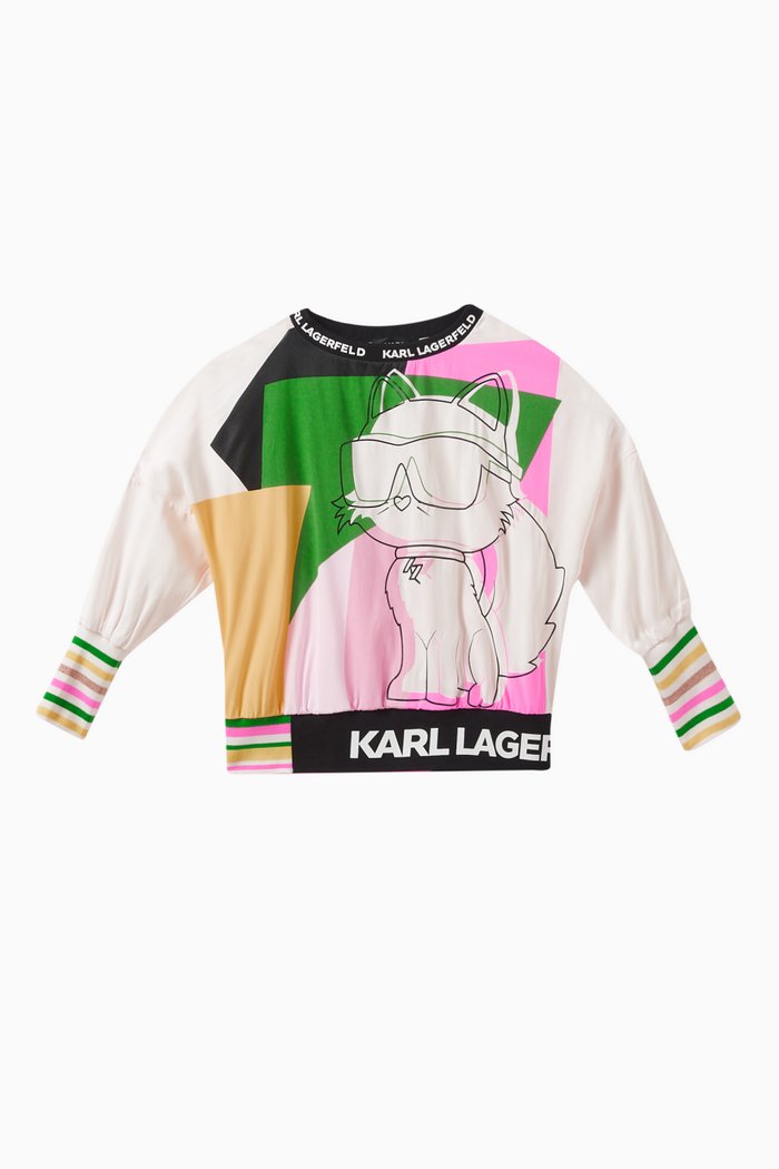 

Choupette-print Top in Cotton, Neutral