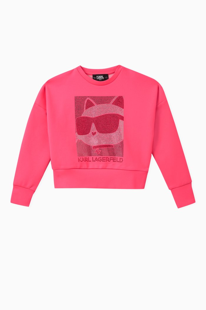 

Rhinestone Logo-detail Sweatshirt in Cotton-blend, Pink