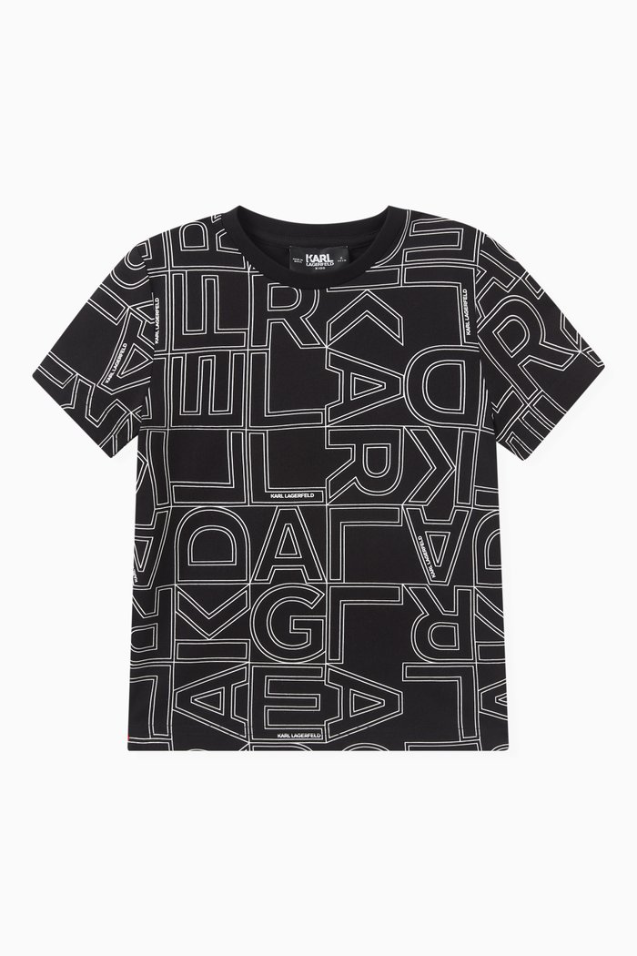

All-over Logo-print T-shirt in Organic Cotton, Black