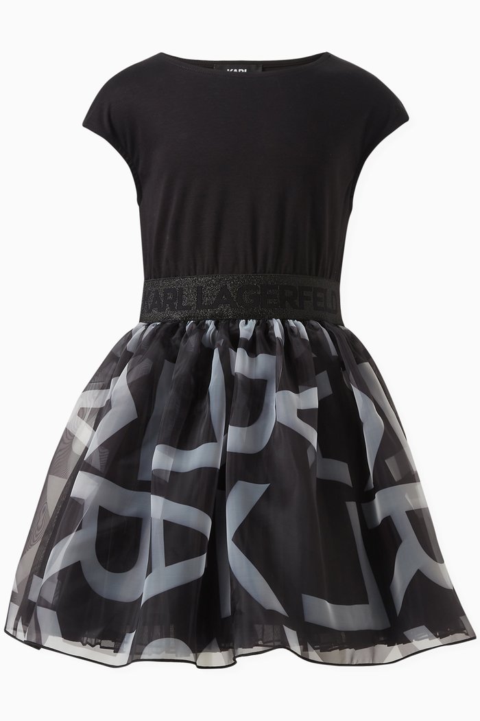 

Logo-print Tulle Dress in Polyamide-blend, Black
