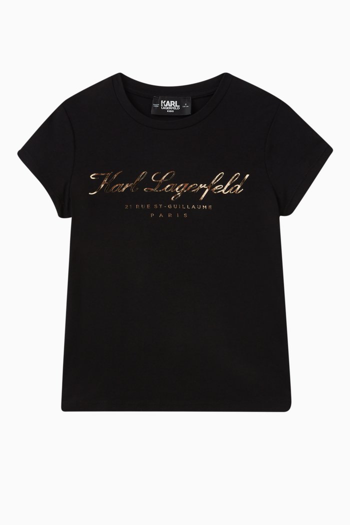 

Metallic-logo T-shirt in Cotton-modal Blend, Black