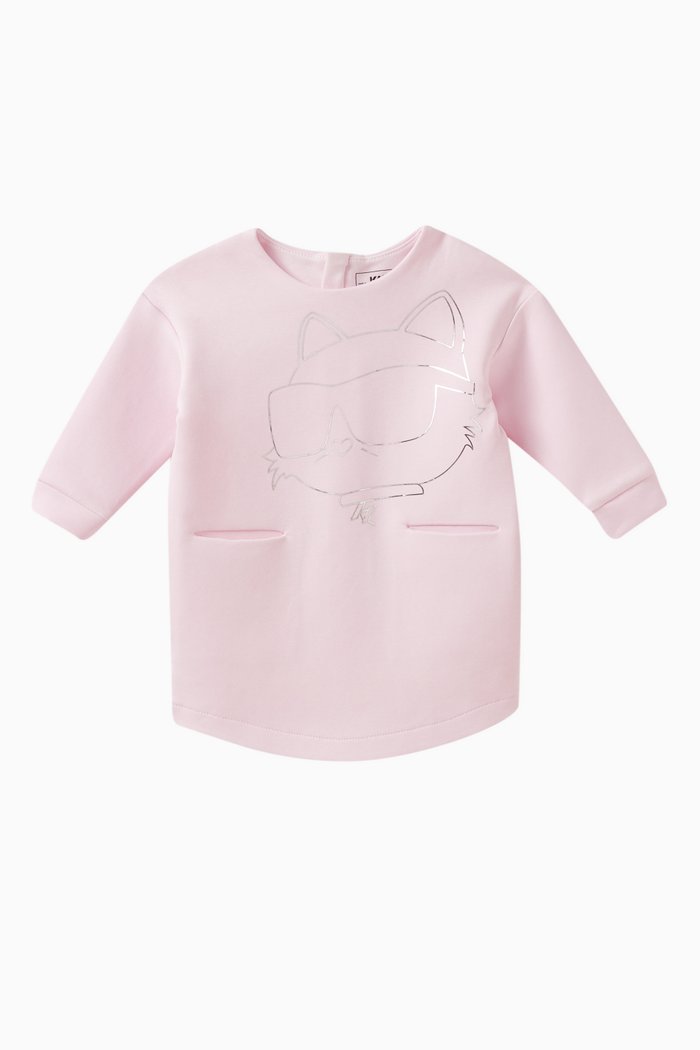 Choupette-print Dress, Pink