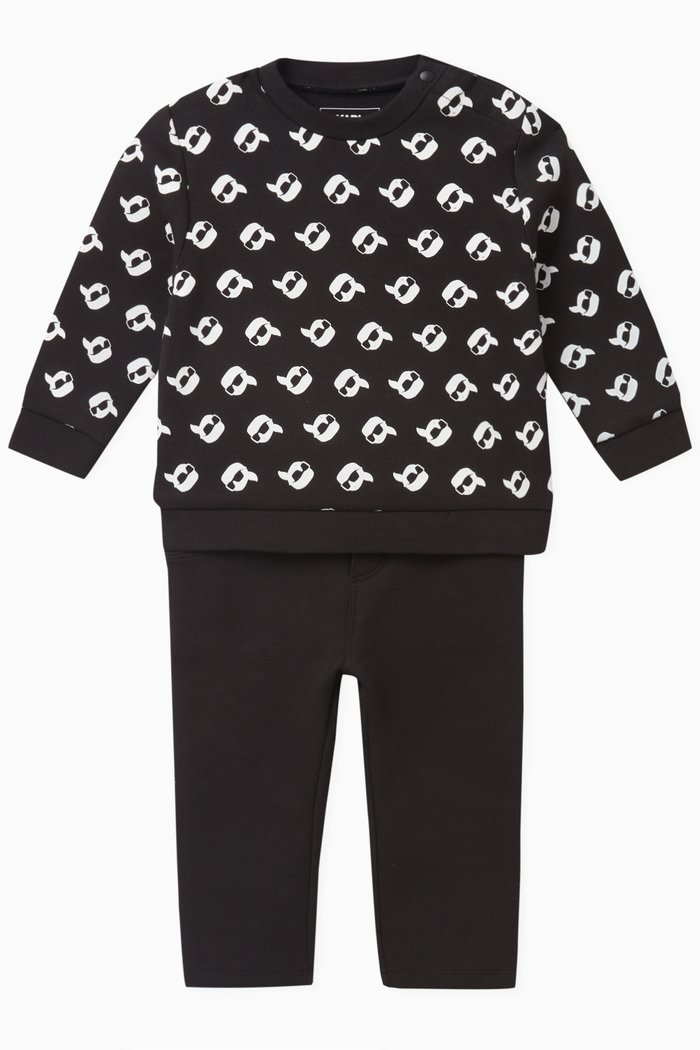

Monogram-print Sweatshirt Set in Cotton, Black