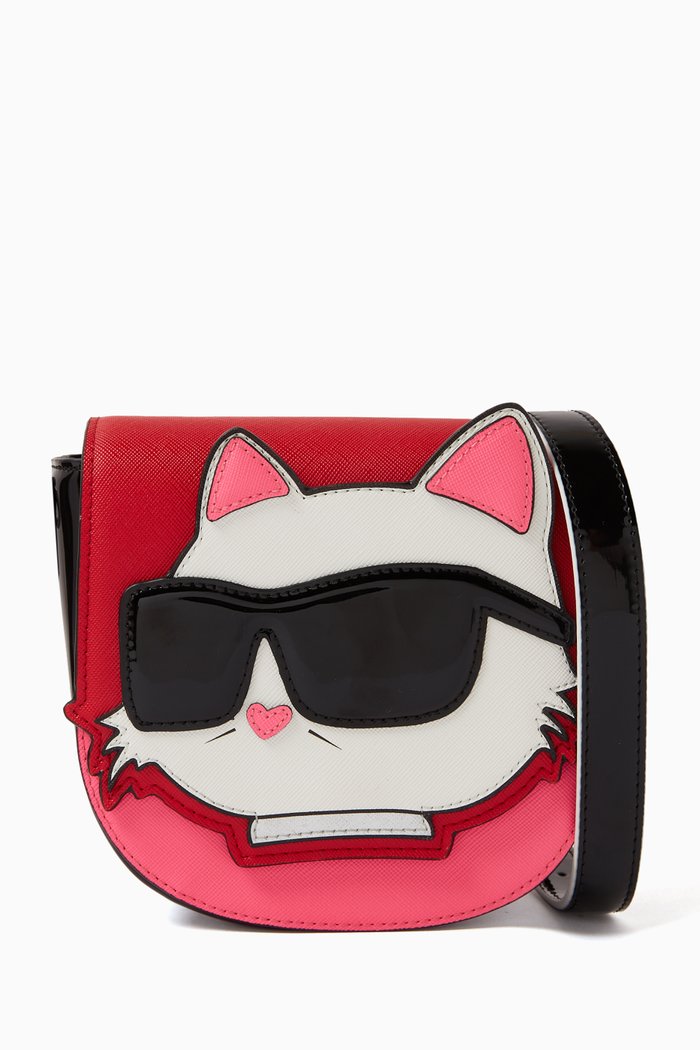 

Choupette Crossbody Bag in Faux Leather, Red