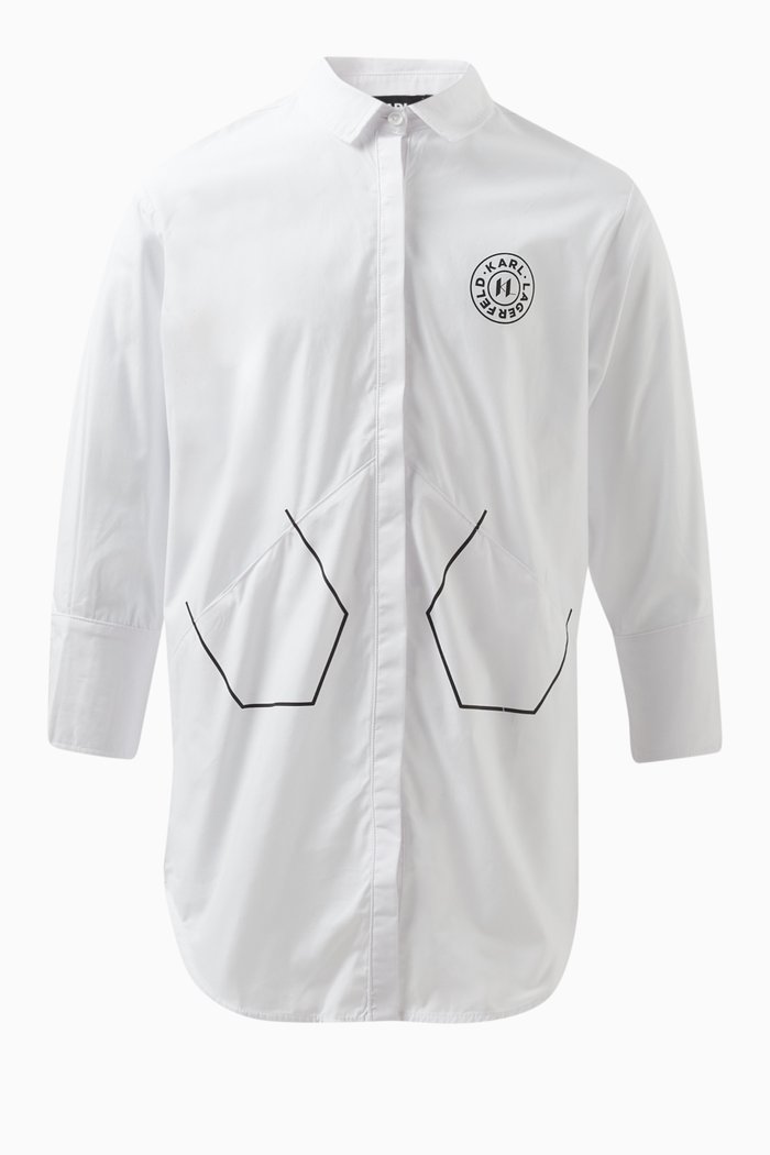 

Logo-print Shirt Dress in Cotton, White