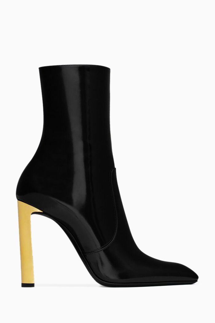 

Auteuil 105 Booties in Glazed Leather, Black