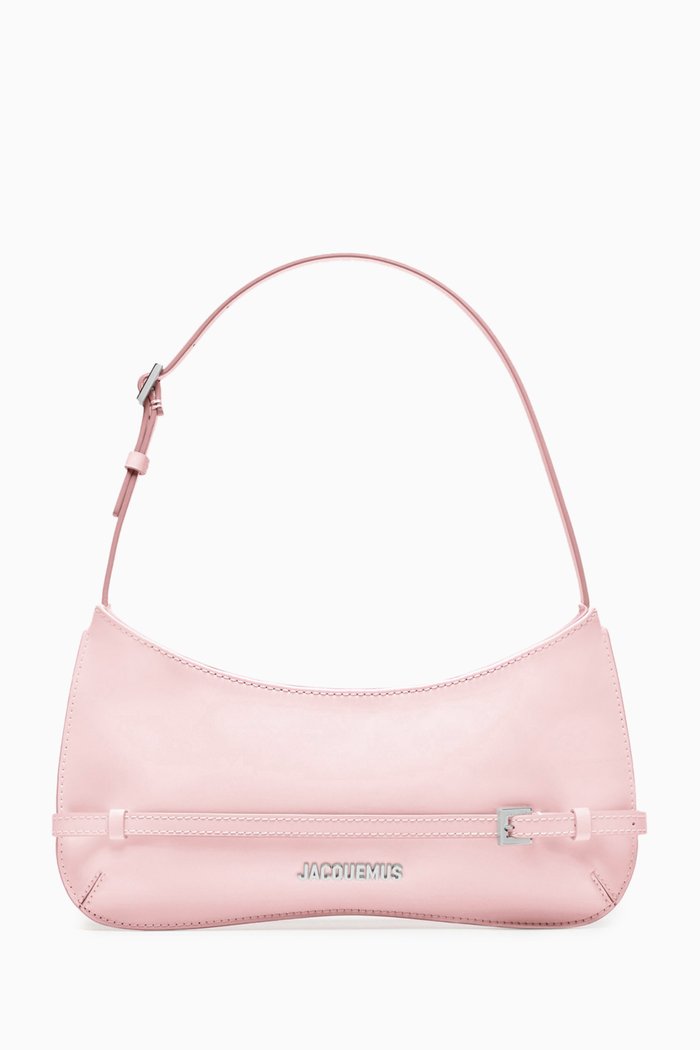 Le Bisou Ceinture Buckle Shoulder Bag in Leather, Pink