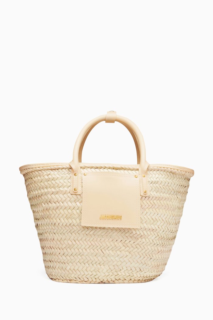 

Le Panier Soli Basket Bag in Straw & Leather, Neutral