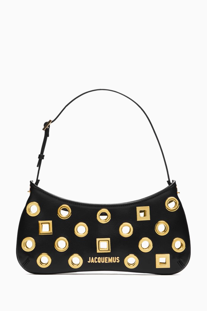 

Le Bisou Rond Carré Shoulder Bag in Leather, Black