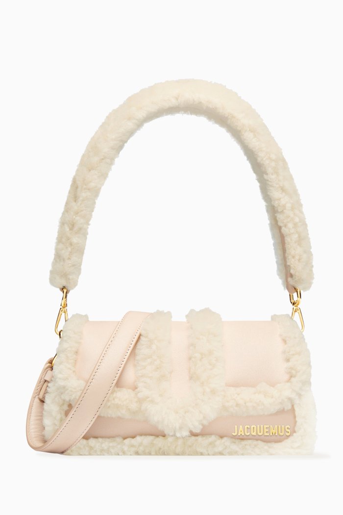 

Le Petit Bambimou Doux Shoulder Bag in Leather & Sherling, Neutral