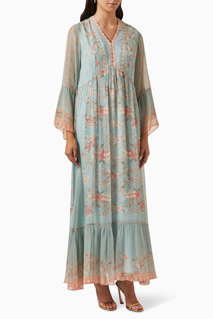 

Floral-print Kaftan, Blue