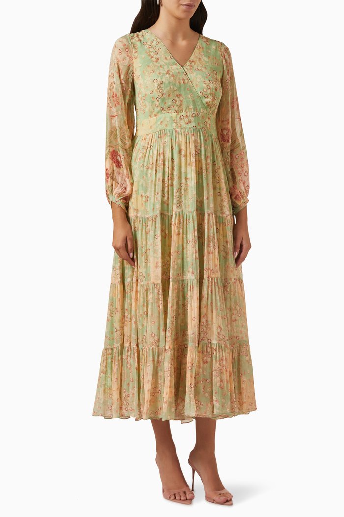 

Floral-print Kaftan, Green