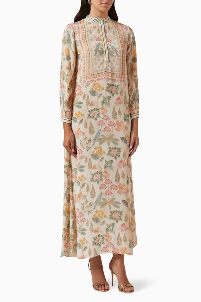 

Floral-print Kaftan, Neutral