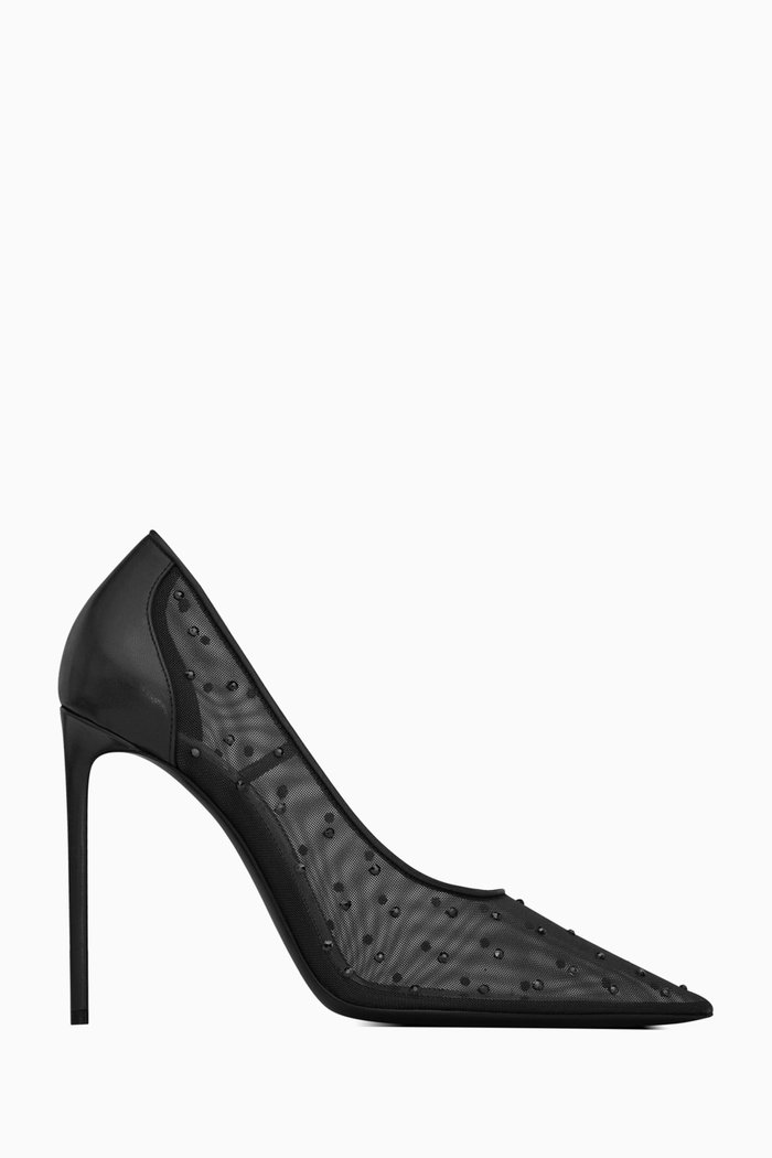 

Anja 105 Pumps in Rhinestone-Dotted Sheer Mesh, Black