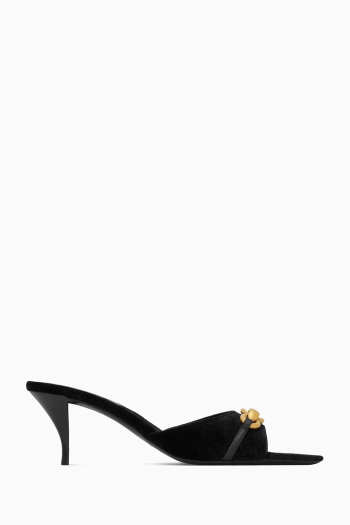 Le Maillon 60 Mules in Velvet, Black