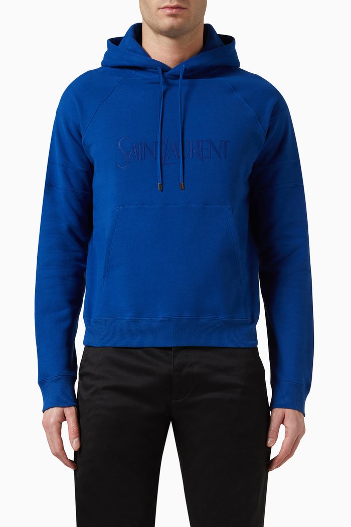 Logo Hoodie in Organic Cotton Fleece, Blue