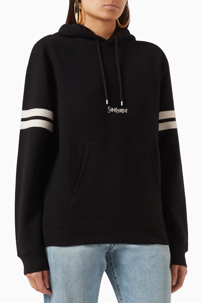 Logo Hoodie in Cotton, Black