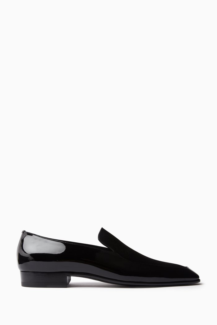 Gabriel Loafers in Patent Leather & Silk-satin, Black