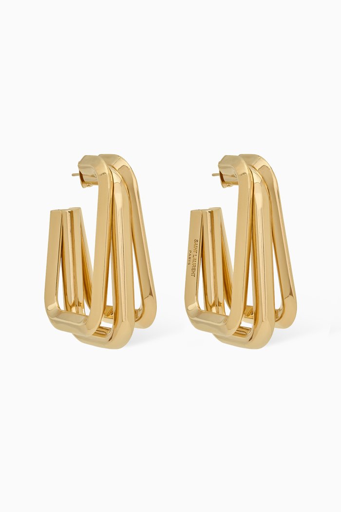 

Square Hoop Earrings in Brass, Gold