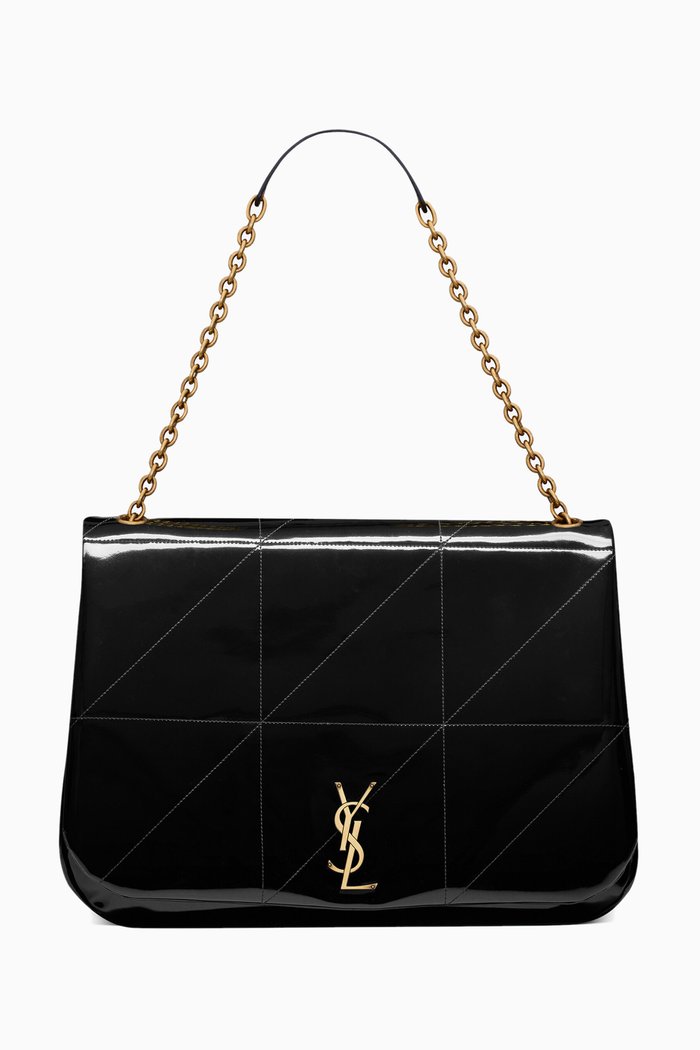 Large Jamie 4.3 Shoulder Bag in Patent-effect Fabric, Black
