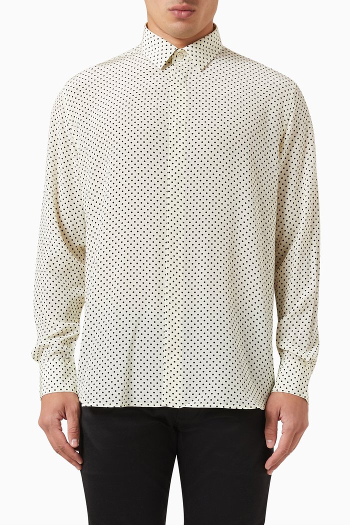 Yves Collar Shirt in Silk, White