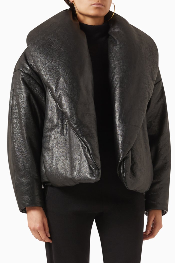 

Cassandre Puffer Jacket in Lambskin, Black