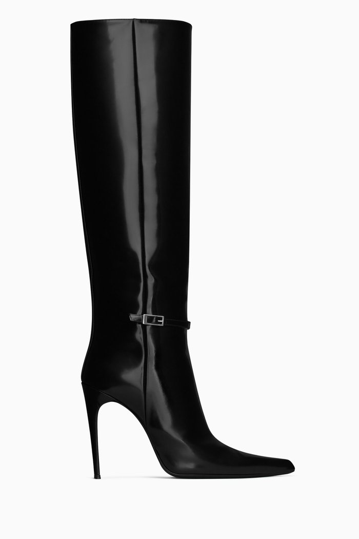 

Vendome 110 Knee Boots in Glazed-leather, Black