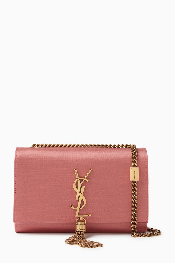 Kate Small Chain Wallet in Satin, Pink