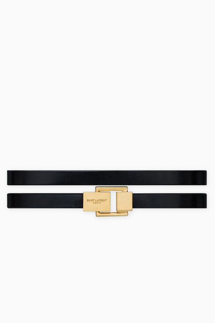 

LE CARRÉ Bracelet in Leather & Metal, Black