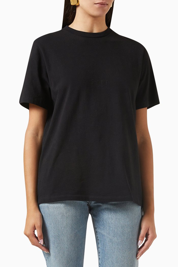 

Logo Boyfriend T-shirt in Organic Cotton, Black