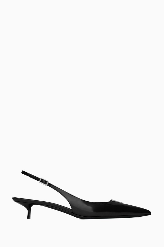 

Cherish 30 Slingback Pumps in Glazed-leather, Black