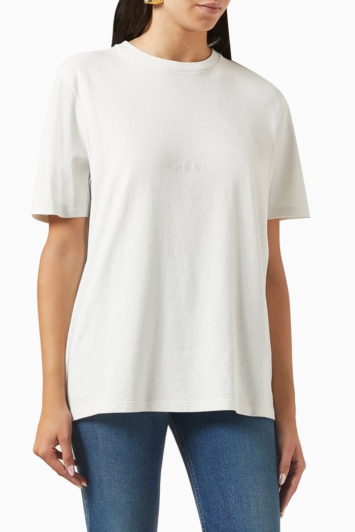 

Logo Boyfriend T-shirt in Organic Cotton, White